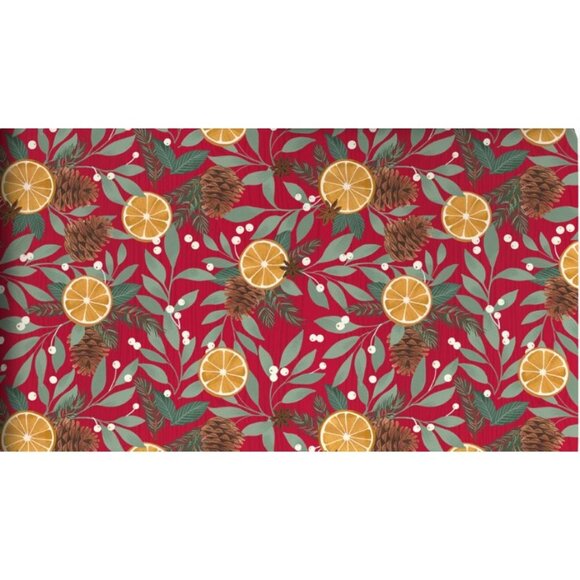 Hallmark Wrapping Paper Christmas Pinecones & Mistletoe Red 22.5 sq ft Roll Gift - Picture 1 of 6